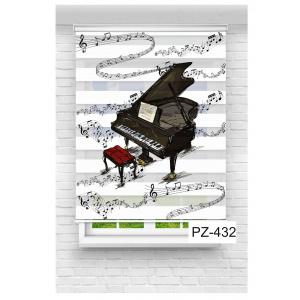 Piyano ve Nota Baskılı Zebra Perde