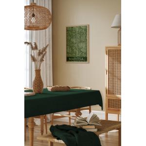 Masa Örtüsü - Kadife Dokulu Serisi Koyu Yeşil Dertsiz(Leke tutmaz ve kırışmaz) Tablecloth